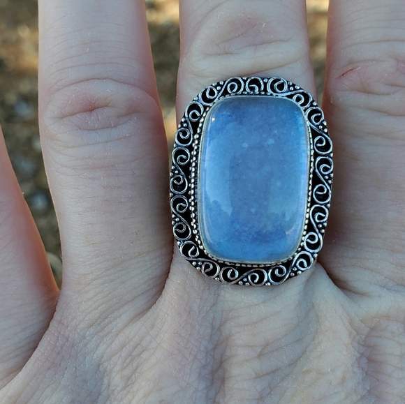 New Rainbow Dichroic Glass 925 Silver Statement Ring. - Picture 6 of 15